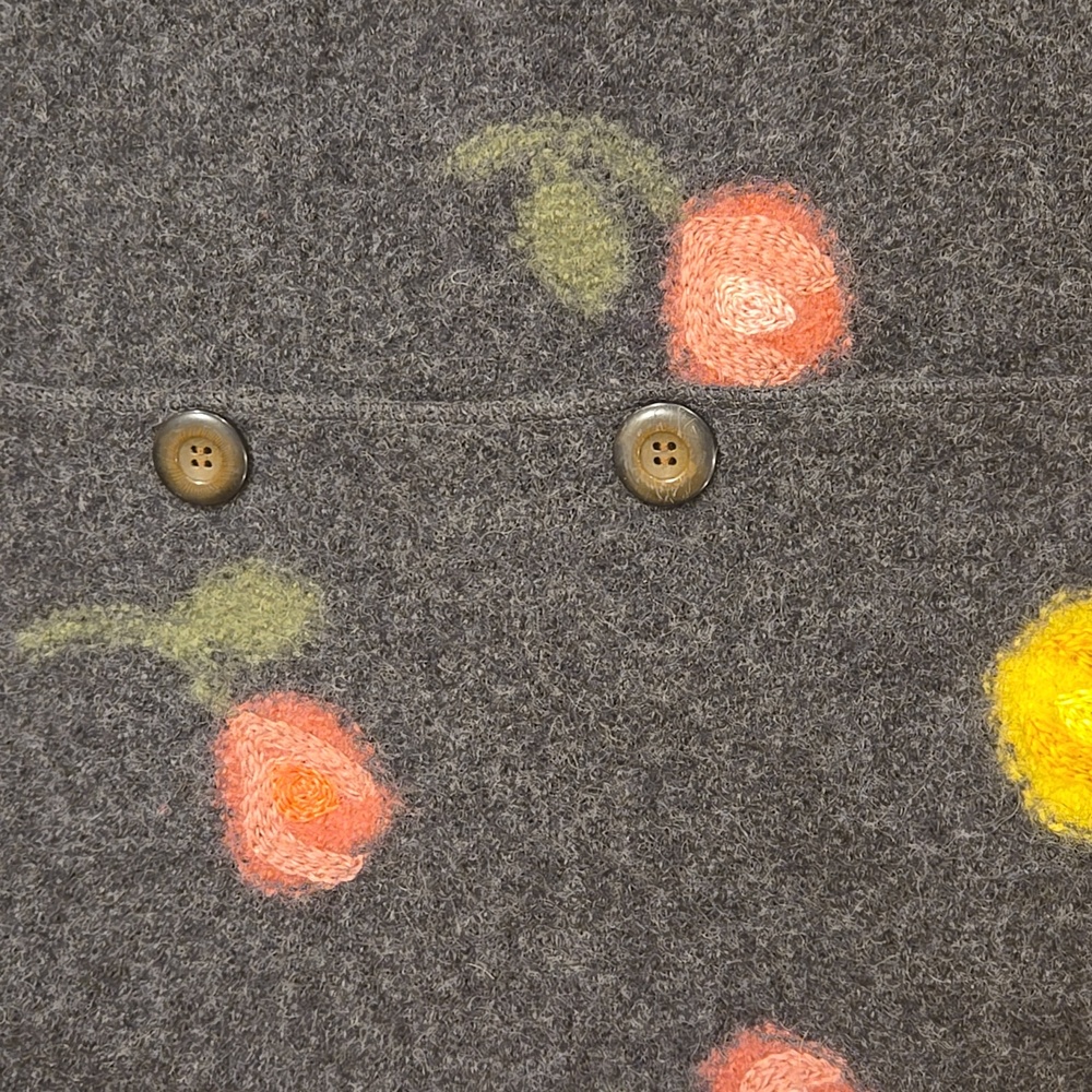Carroll Reed Floral Button-Up Cardigan 100 Percent Wool - Picture 6 of 10